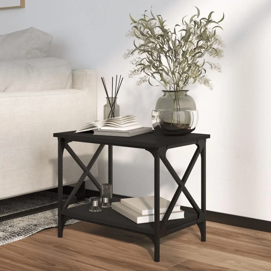 Black Coffee Table with Open Shelf