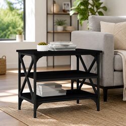 Side Table Black 55x38x45cm Accent Coffee Table Storage Industrial Style Living