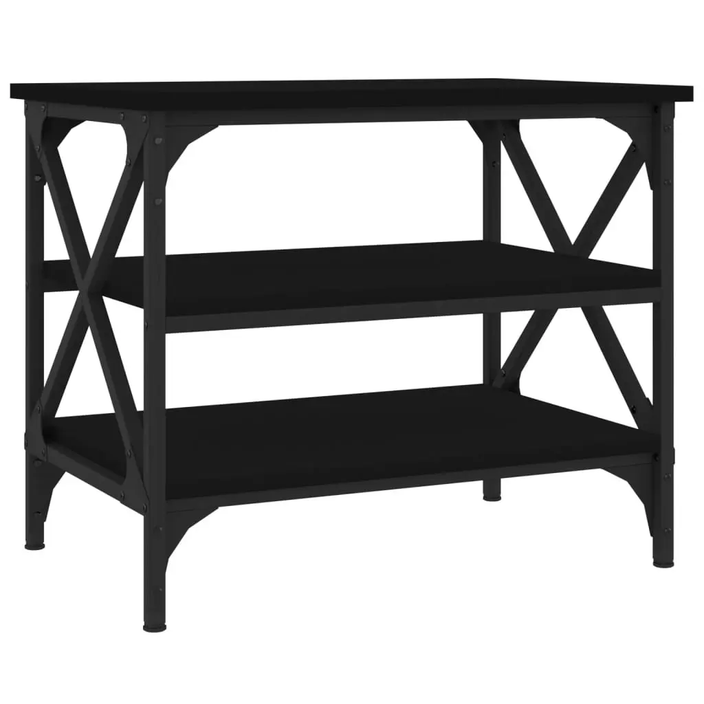 Black Side Table 55x38x45cm with Sturdy Iron Frame