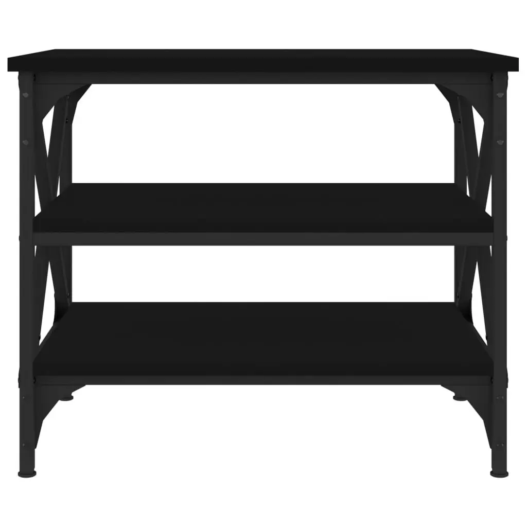 Black Side Table 55x38x45cm with Sturdy Iron Frame