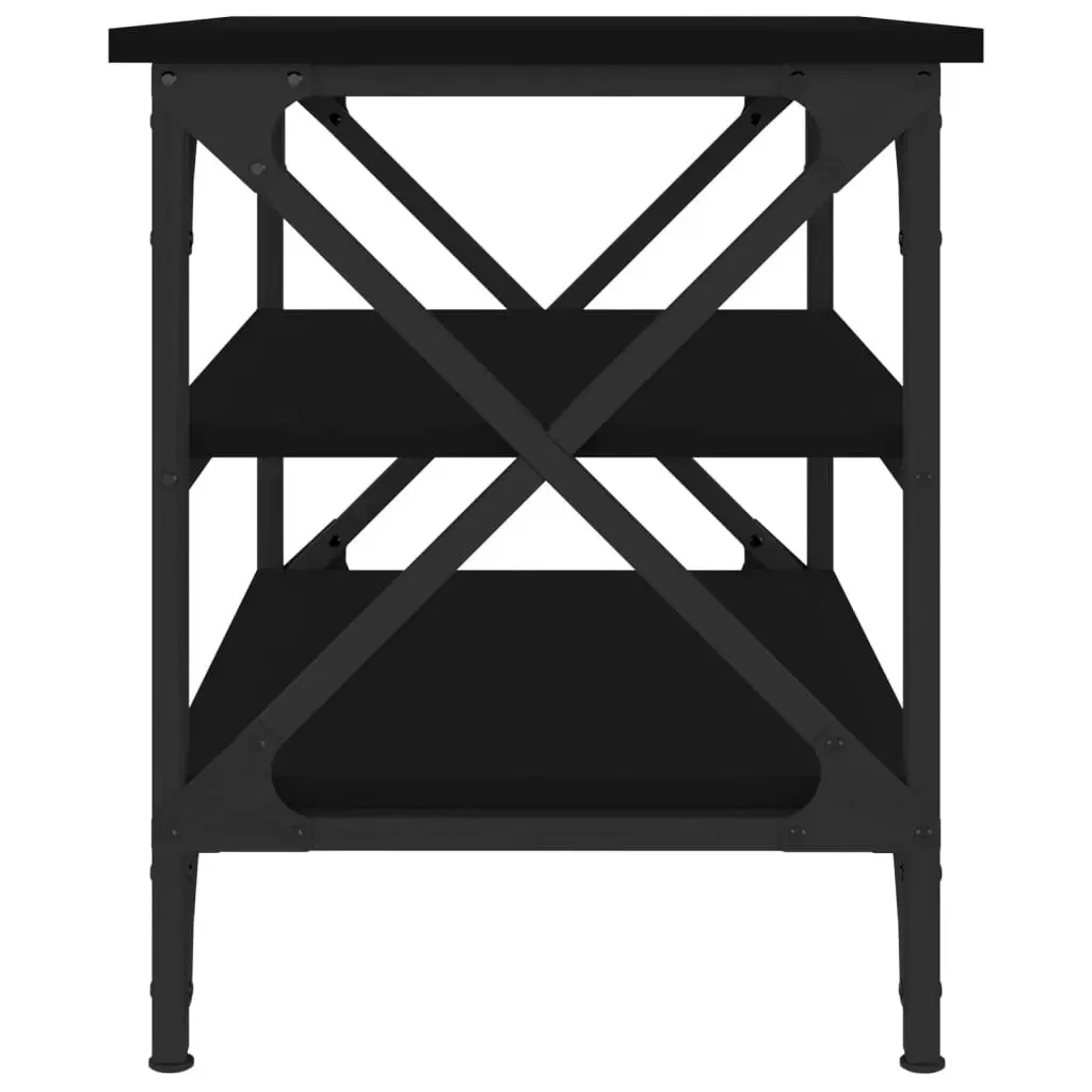 Black Side Table 55x38x45cm with Sturdy Iron Frame