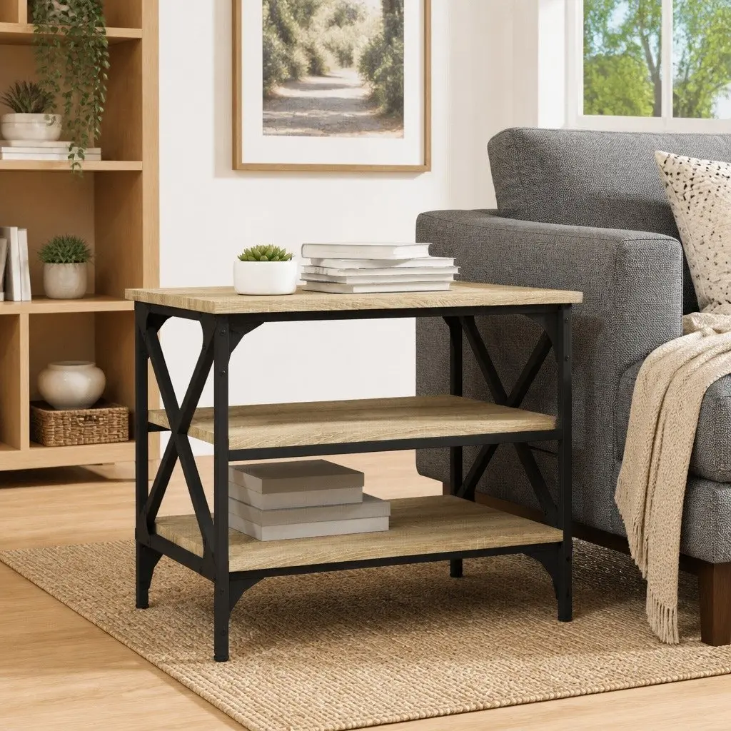 Brown Engineered Wood Side Table