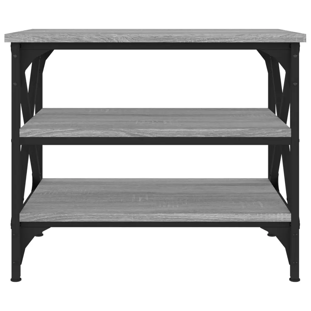 Grey Engineered Wood Side Table with Storage Industrial Frame Accent Coffee