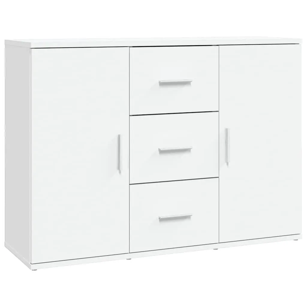 White Sideboard Storage Cabinet for Living Room 91x29.5x65cm Engineered Wood Buffet 2 Doors 3 Drawers