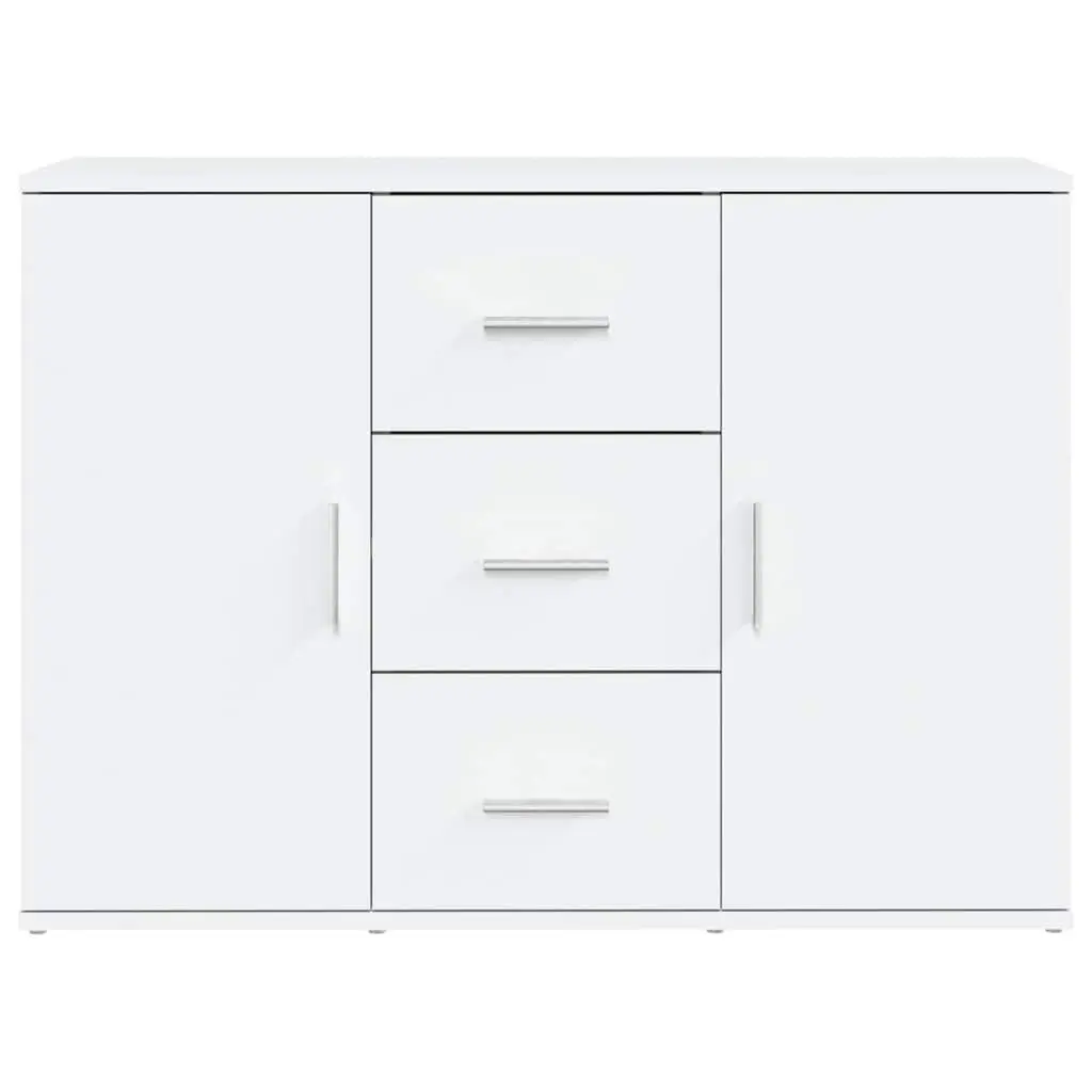White Sideboard Storage Cabinet for Living Room 91x29.5x65cm Engineered Wood Buffet 2 Doors 3 Drawers