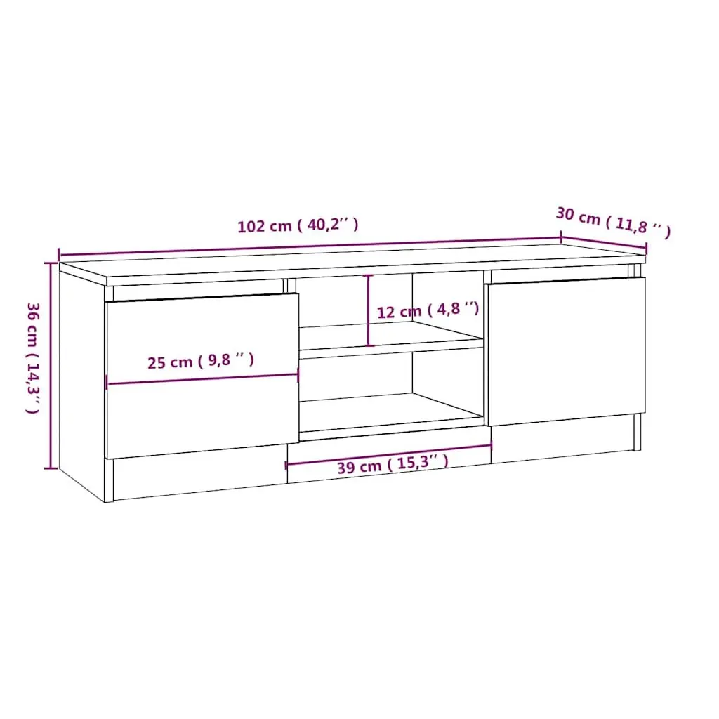 TV Cabinet for Living Room Brown Engineered Wood 102 x 30 x 36 cm
