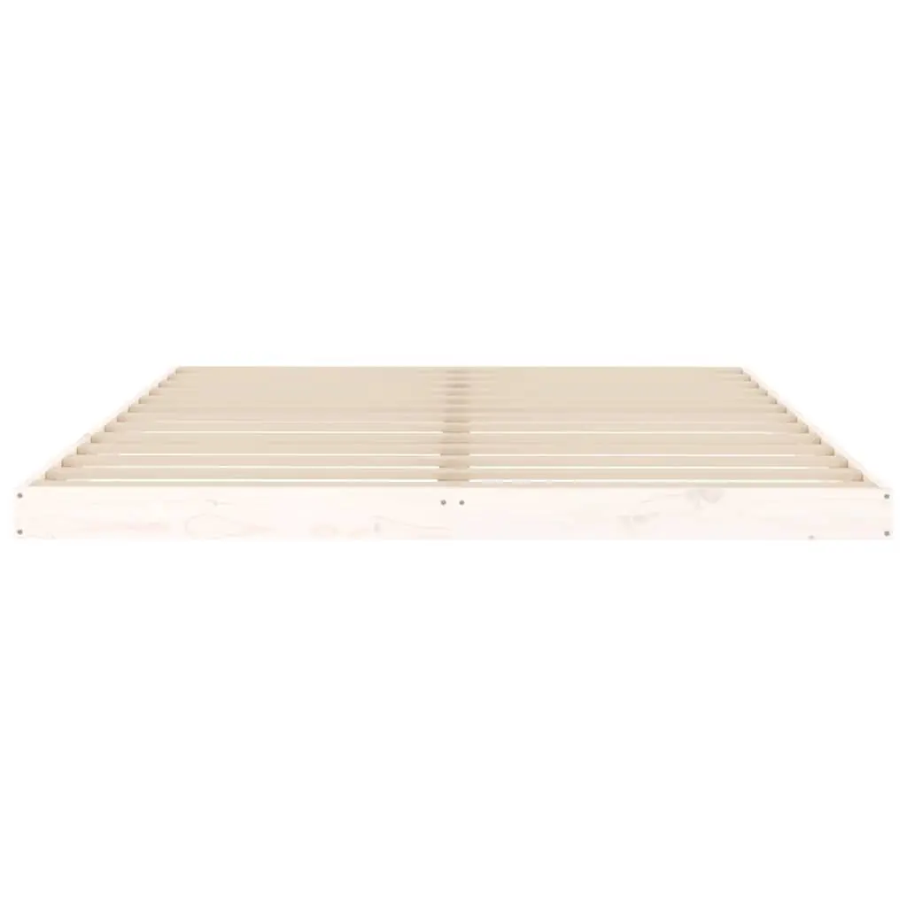 Bed Frame White 150x200 cm Solid Wood Pine Wooden Slatted Base Modern Bedroom