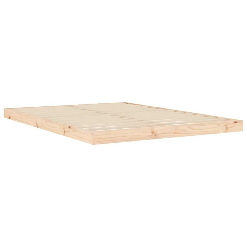 Solid Wood Pine Bed Frame 135x190 cm Slatted Base Brown Wooden Bedroom Furniture