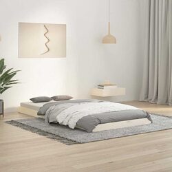 90x190 cm White Slatted Bed Frame for Single Mattresses