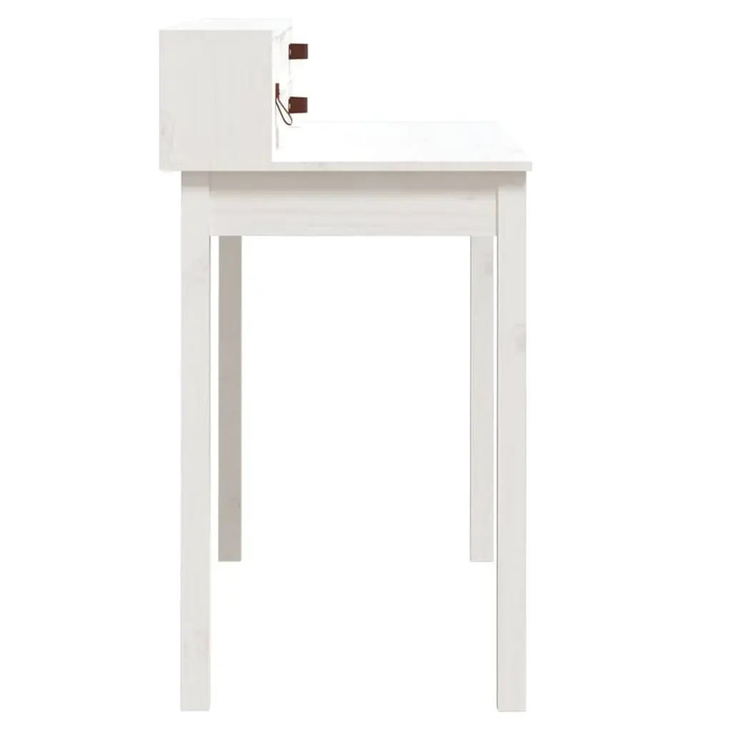 White Solid Pine Wood Office Desk Study Computer Table Compact Storage