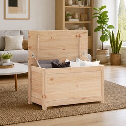 Storage Box Dimensions: 80L x 40W x 45.5H cm - Pine Wood