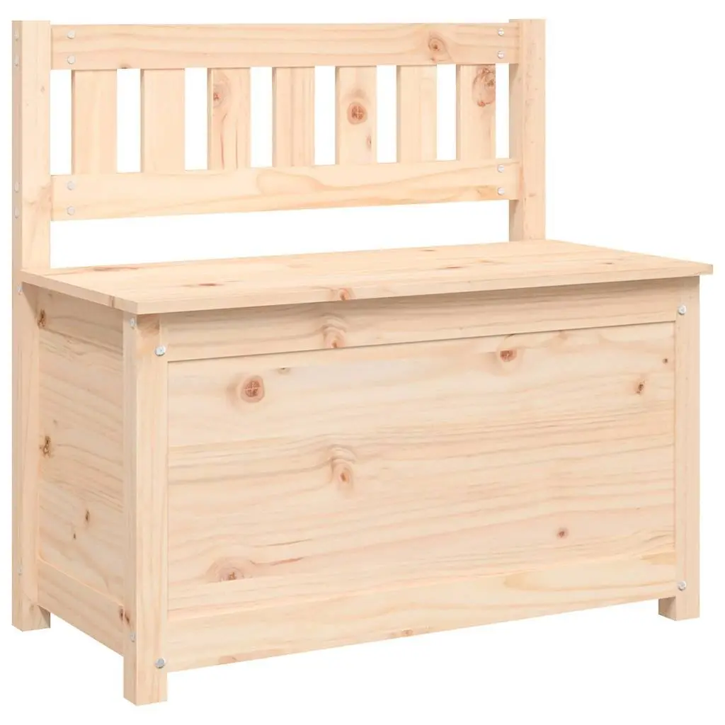 Wooden Storage Bench with Backrest Brown Solid Pine Wood Seating Furniture