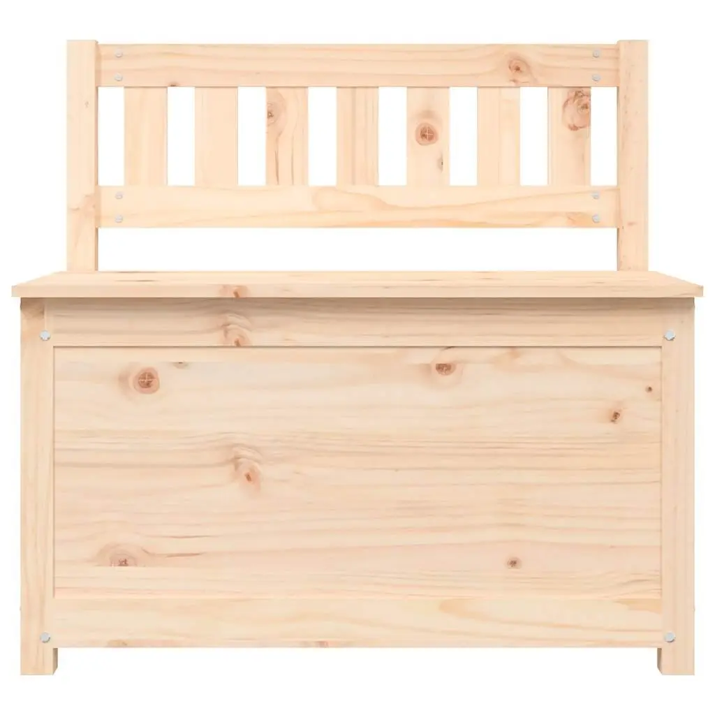Wooden Storage Bench with Backrest Brown Solid Pine Wood Seating Furniture