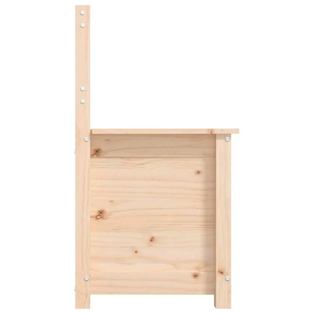 Wooden Storage Bench with Backrest Brown Solid Pine Wood Seating Furniture