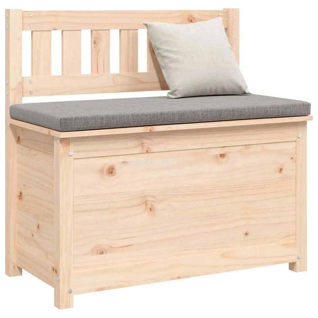 Wooden Storage Bench with Backrest Brown Solid Pine Wood Seating Furniture