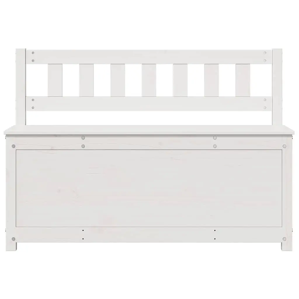 White Wooden Bench with Storage Box Backrest Solid Pine Frame 110x41x76.5cm