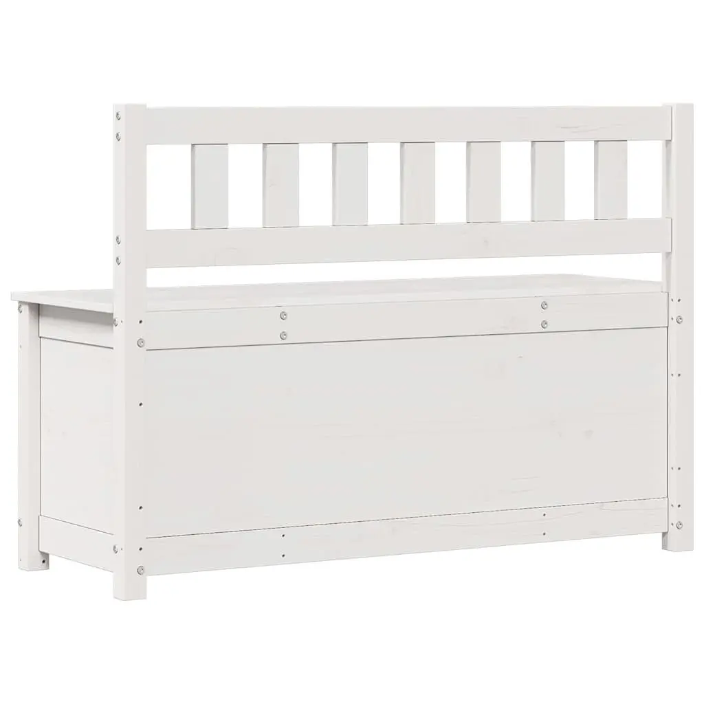 White Wooden Bench with Storage Box Backrest Solid Pine Frame 110x41x76.5cm