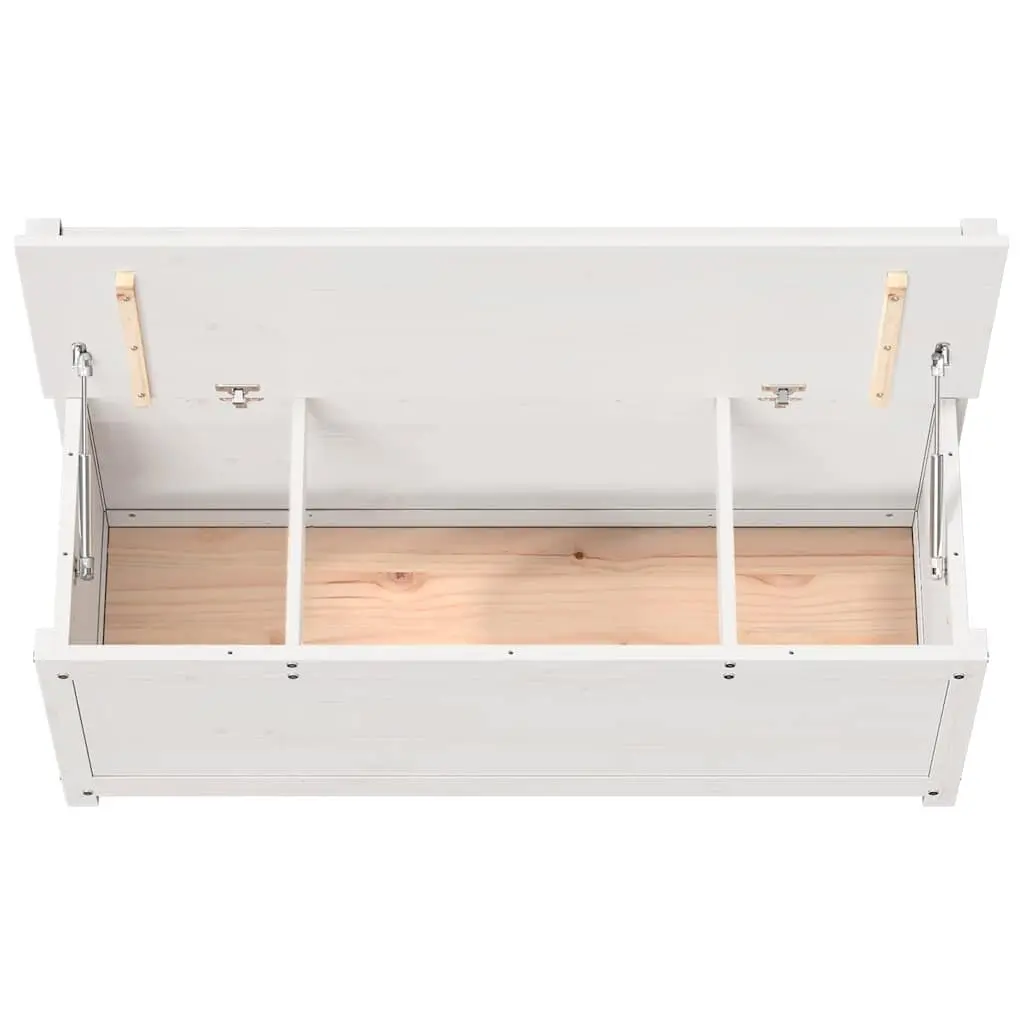 White Wooden Bench with Storage Box Backrest Solid Pine Frame 110x41x76.5cm