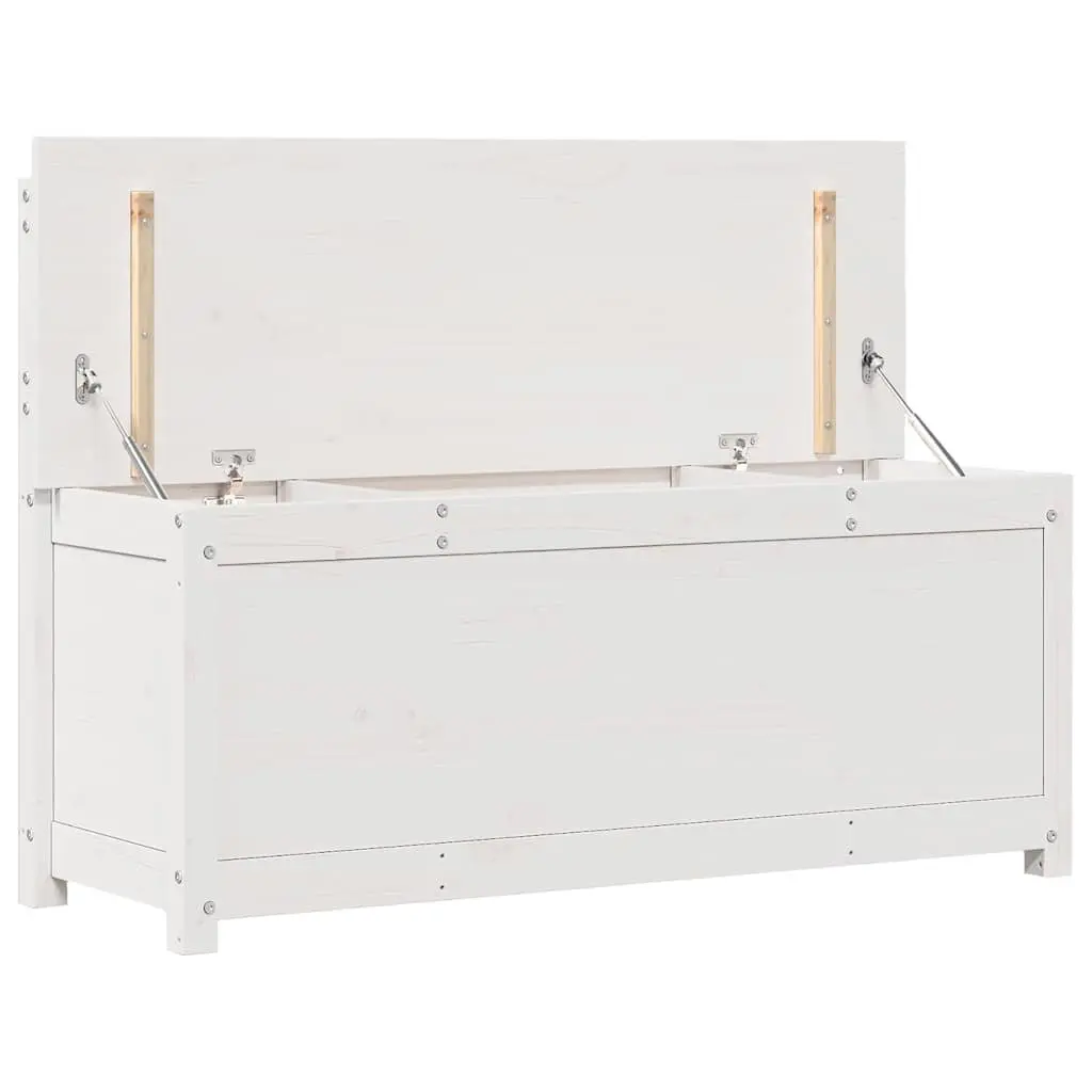 White Wooden Bench with Storage Box Backrest Solid Pine Frame 110x41x76.5cm