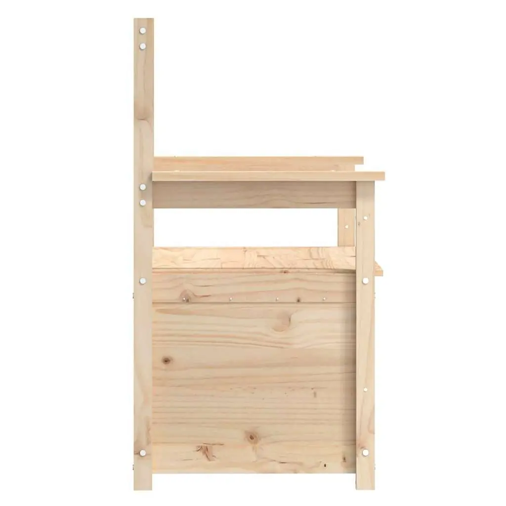 Storage Bench with Backrest Armrests Solid Pine Wood Brown 112.5x51.5x96.5cm