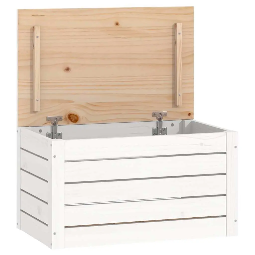 Storage Box White Solid Wood Pine Chest Organizer Home 59.5 x 36.5 x 33 cm