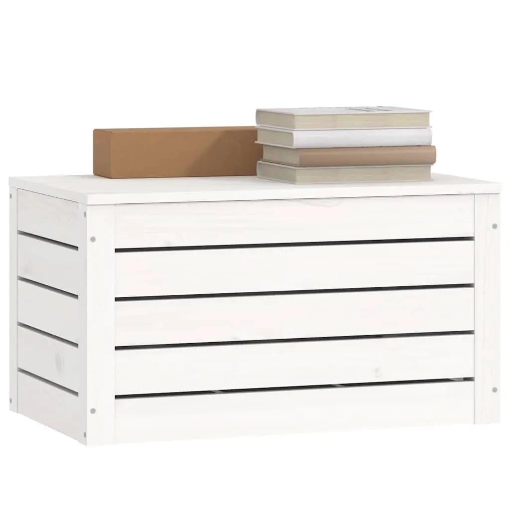 Storage Box White Solid Wood Pine Chest Organizer Home 59.5 x 36.5 x 33 cm