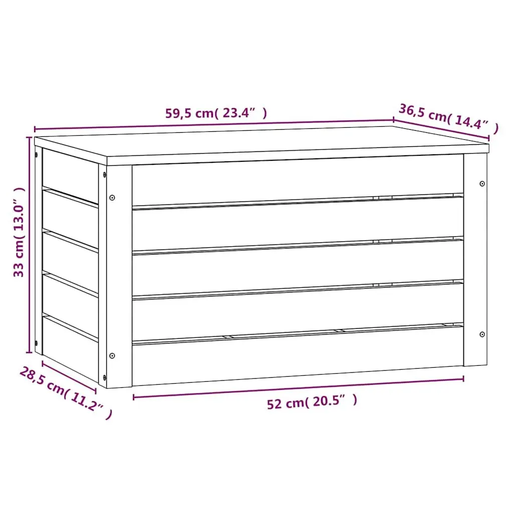 Storage Box White Solid Wood Pine Chest Organizer Home 59.5 x 36.5 x 33 cm