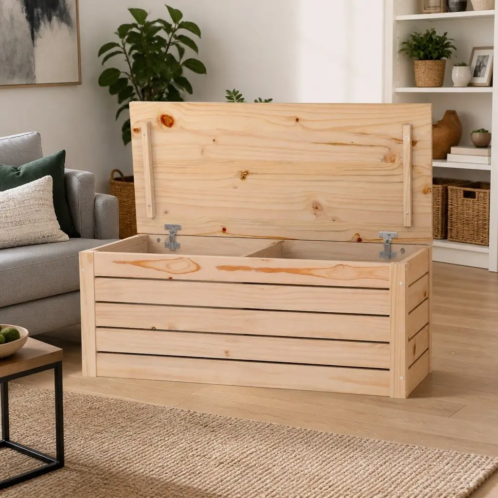Solid Wood Storage Box 89x36.5x33 cm Pine Furniture with Lid Home Organization