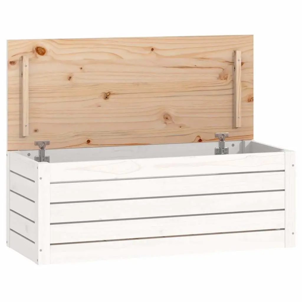 Storage Box White 89x36.5x33 cm Solid Pine Wood Chest Lid Organiser
