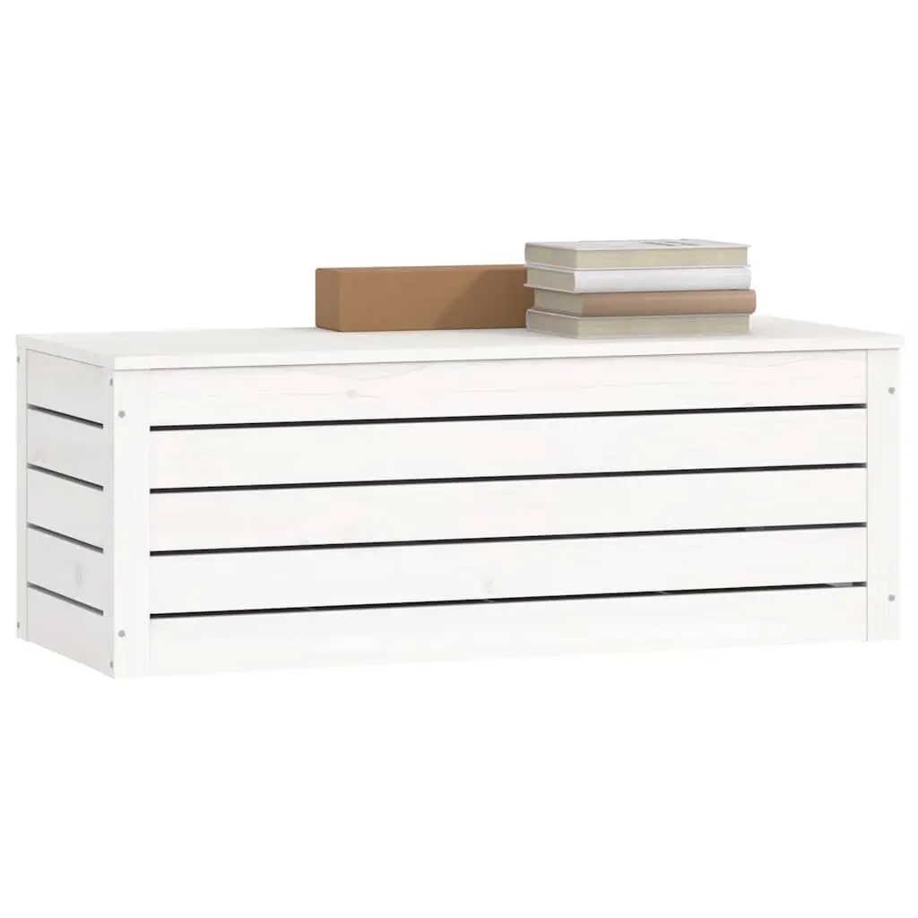 Storage Box White 89x36.5x33 cm Solid Pine Wood Chest Lid Organiser