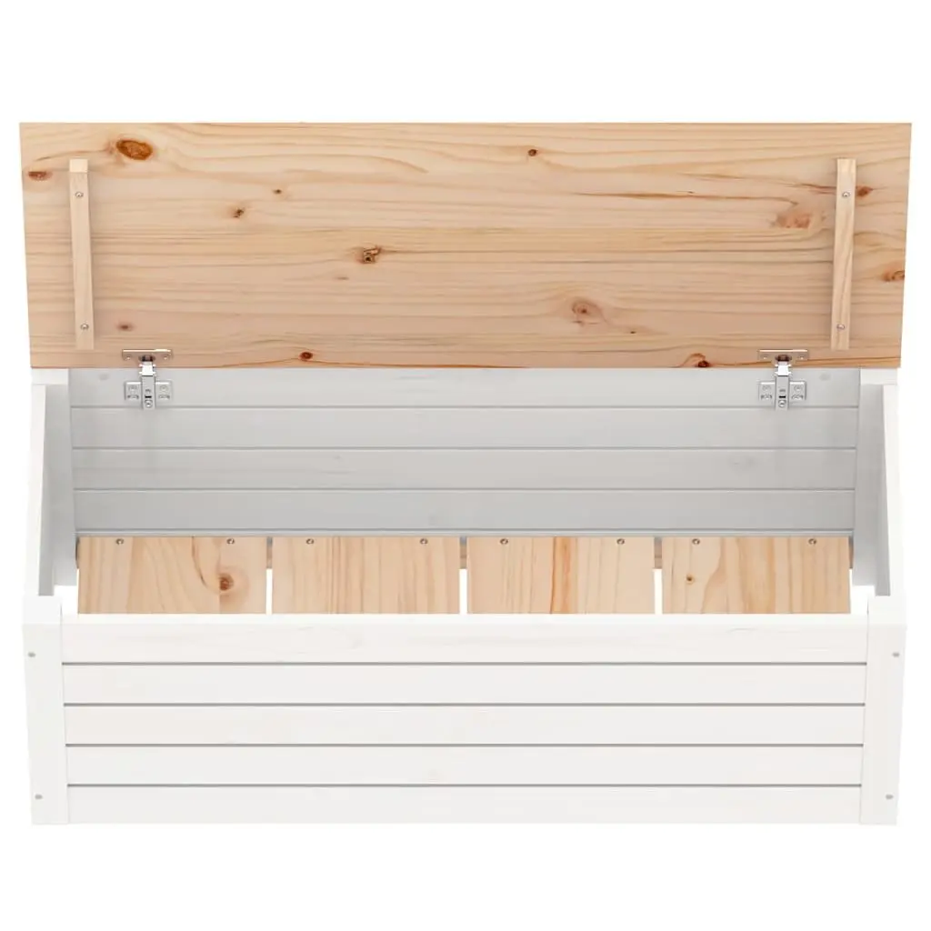 Storage Box White 89x36.5x33 cm Solid Pine Wood Chest Lid Organiser