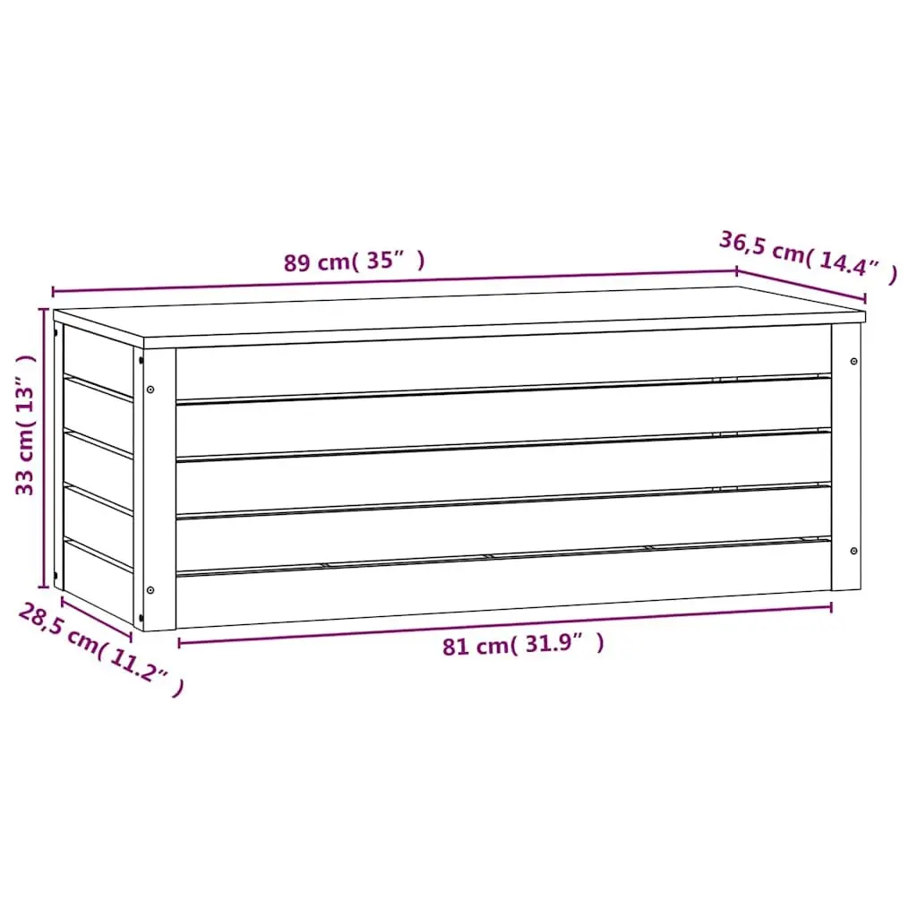 Storage Box White 89x36.5x33 cm Solid Pine Wood Chest Lid Organiser
