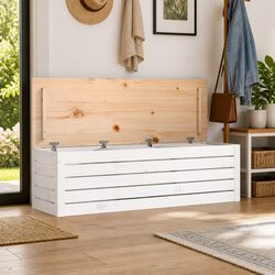 Storage Chest: 109x36.5x33cm Solid Pine Wood