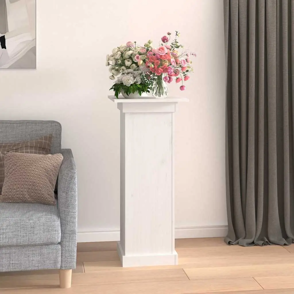 Flower Stand White 40x40x90cm Solid Wood Pine Plant Display Garden Patio Decor