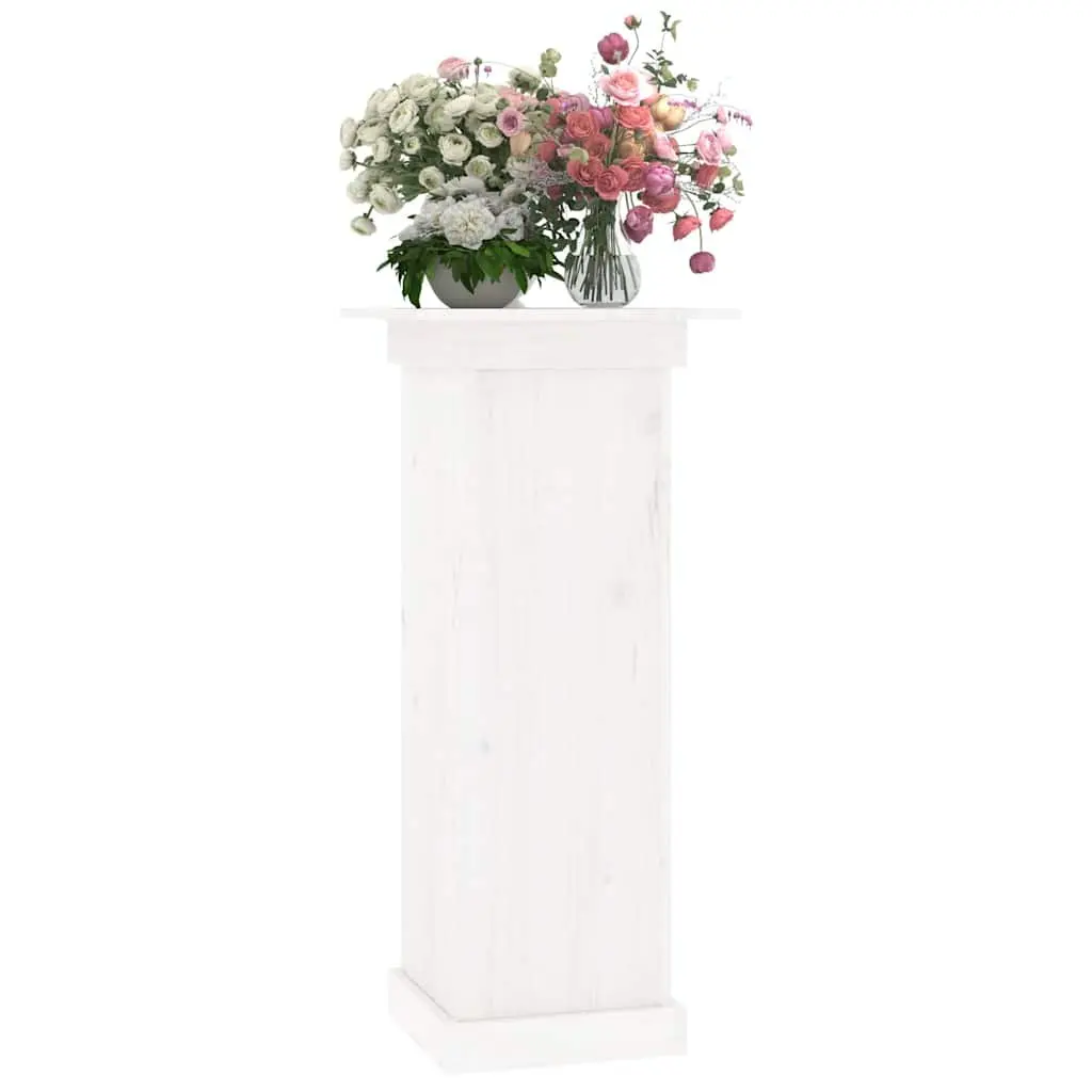 Flower Stand White 40x40x90cm Solid Wood Pine Plant Display Garden Patio Decor