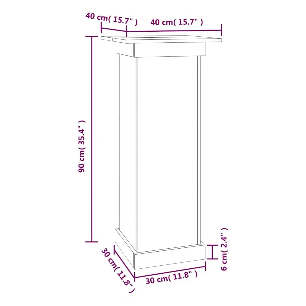 Flower Stand White 40x40x90cm Solid Wood Pine Plant Display Garden Patio Decor