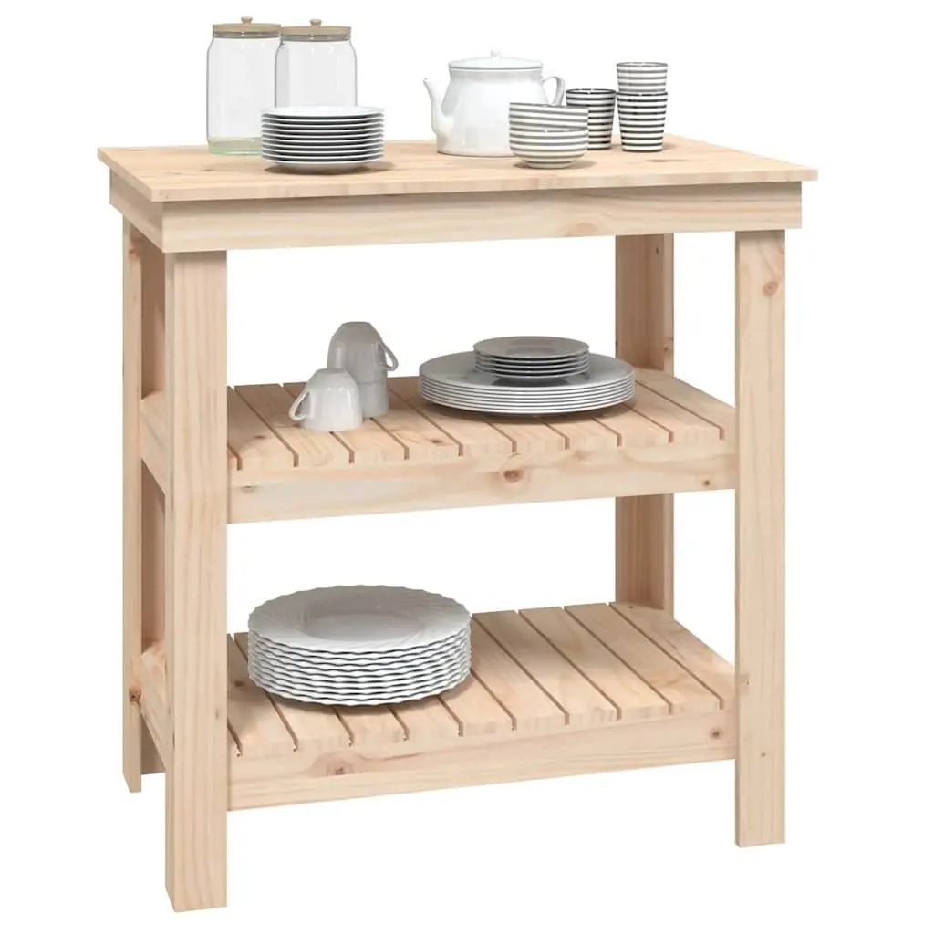 Wooden Work Bench for Garage Workshop 78.5 x 50 x 80 cm Solid Pine Wood Brown