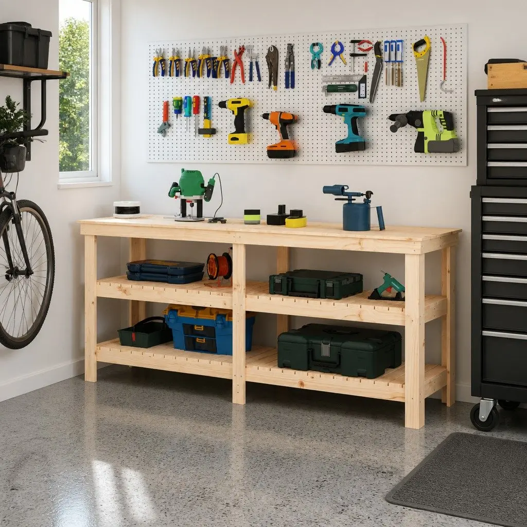 Solid Wood Pine Work Bench 181x50x80 cm