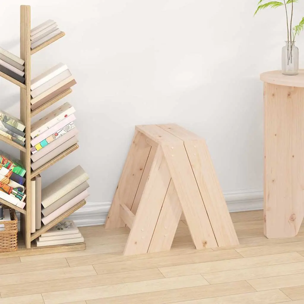 Wooden Stools Set of 2 Pine Wood Kitchen Dining Bar Seating 40 x 40 x 45 cm