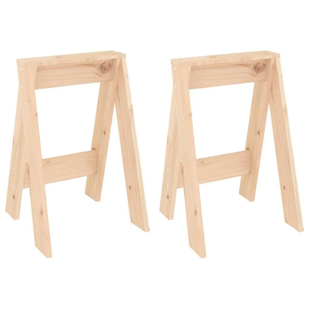 Wooden Stools 2 Pieces Solid Pine Brown Rustic Design 40x40x60cm No Backrest