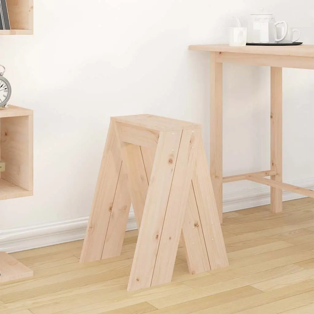 Wooden Stools 2 Pieces Solid Pine Brown Rustic Design 40x40x60cm No Backrest