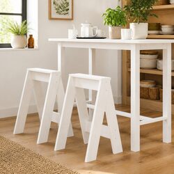 Wooden Stools Set of 2, 40x40x60 cm, White Pine