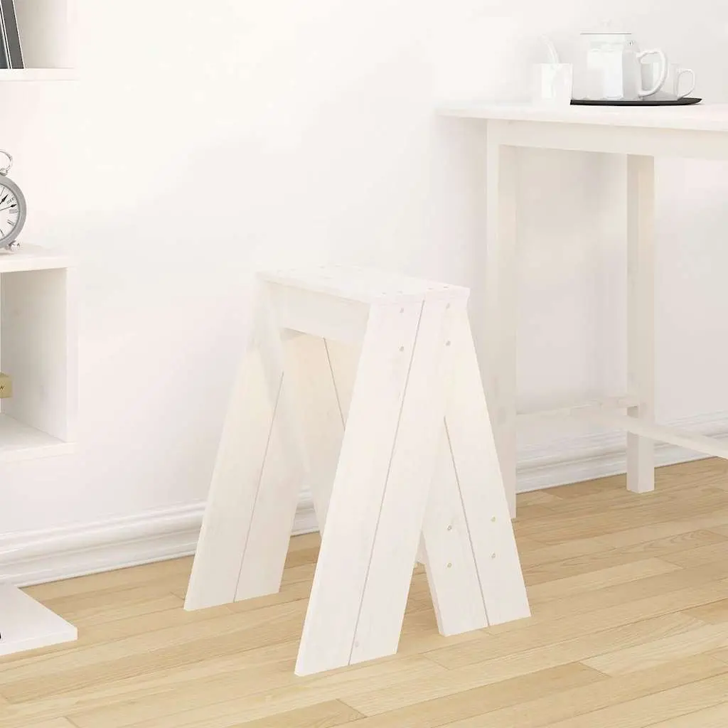 Wooden Stools 2 Pieces White 40x40x60 cm Pine Kitchen Dining Room Seating