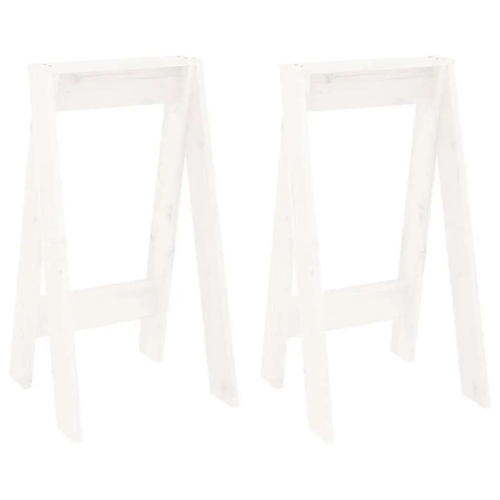 Wooden Stools Set of 2 White Kitchen Dining Room Furniture 40 x 40 x 75 cm