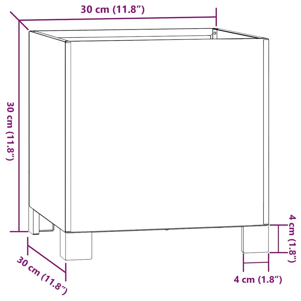 Corten Steel Planter with Legs Outdoor Garden Decoration 30x30x30 cm