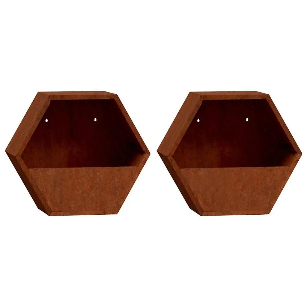 Wall Planters for Garden Balcony Patio 30x10x25 cm Corten Steel 2 Piece
