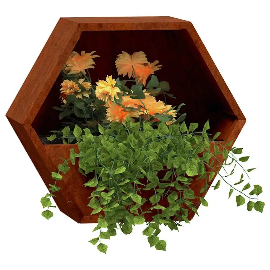 Wall Planters Garden Balcony Patio Decor Corten Steel 46x10x40 cm 2 Pieces