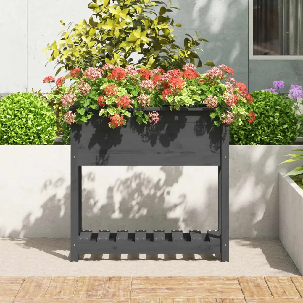 Wooden Garden Planter for Balcony Patio Grey 82.5 x 34.5 x 81 cm