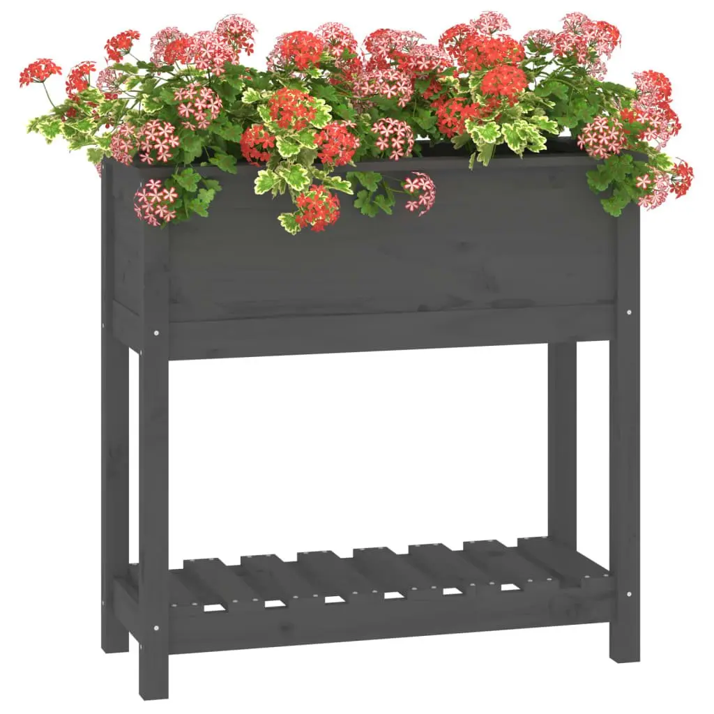 Wooden Garden Planter for Balcony Patio Grey 82.5 x 34.5 x 81 cm