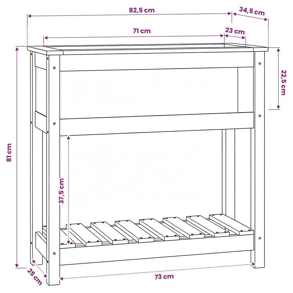 Wooden Garden Planter for Balcony Patio Grey 82.5 x 34.5 x 81 cm